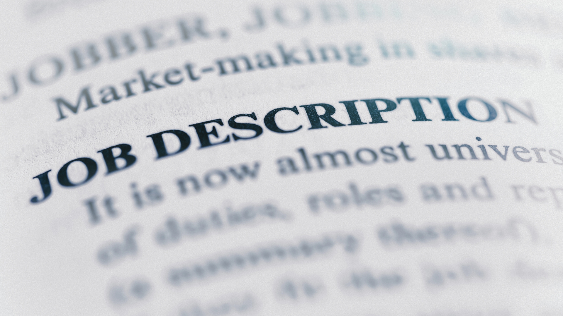 Text that says Job Description