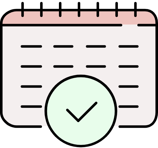 Icon of a timesheet with a checkmark, representing accurate and transparent online timekeeping systems for tracking employee hours.