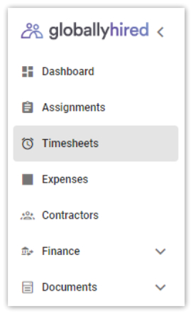 Navigate to Ascen's menu and select Timesheets to view and approve your W2 contractor's hours worked