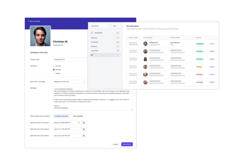 Schedule & manage your interviews